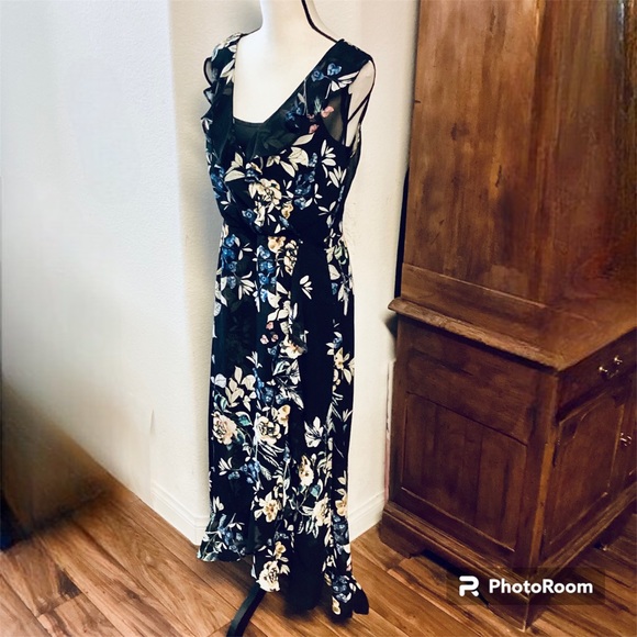 Spenser Jeremy Women's Floral Printed Faux Wrap Ruffle Maxi Dress S10 - Picture 2 of 14